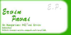 ervin pavai business card